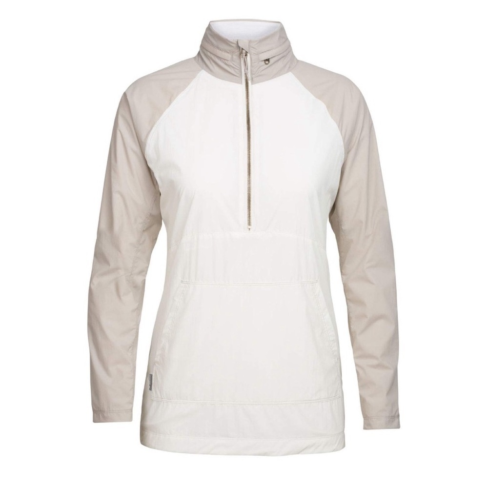 Icebreaker Affix Anorak Pullover Windbreaker Cream & Taupe Merino Wool Sz M - Picture 2 of 16